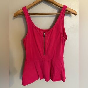 Express Peplum Pink Back Zip Shirt